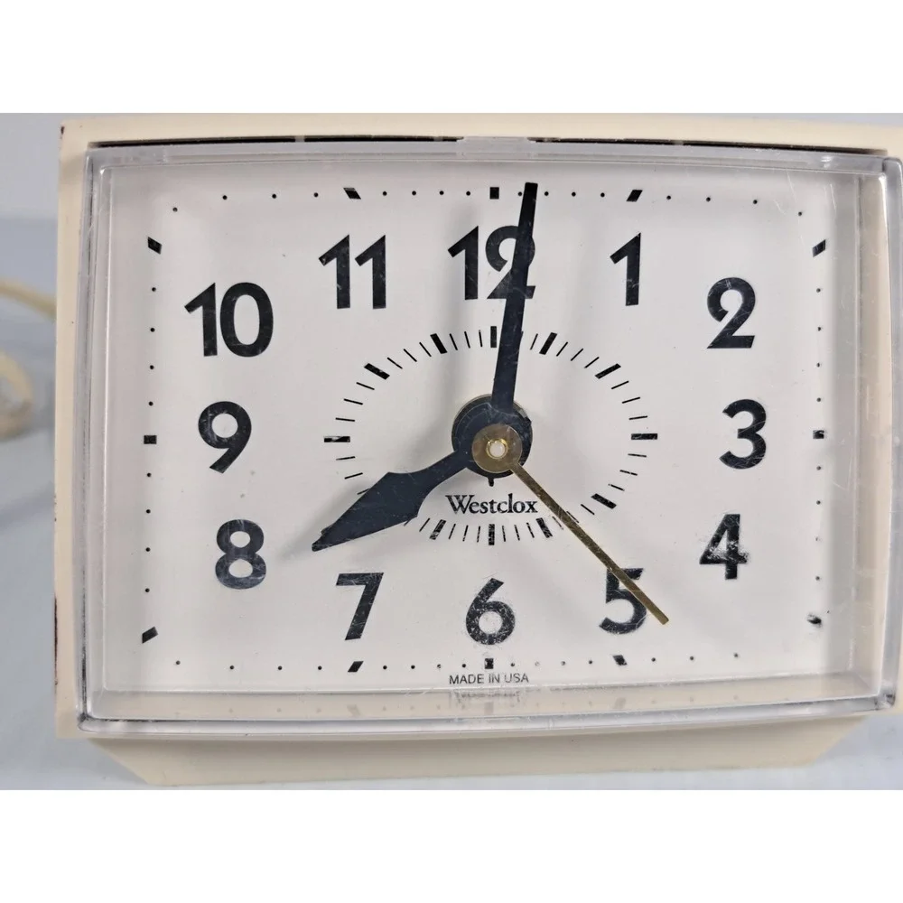Westclox E54 55 Electric Alarm Clock Cream Vintage Analog Made in USA 2209022540